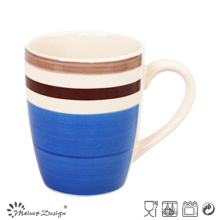 Taza de cerámica pintada a mano de la tira azul